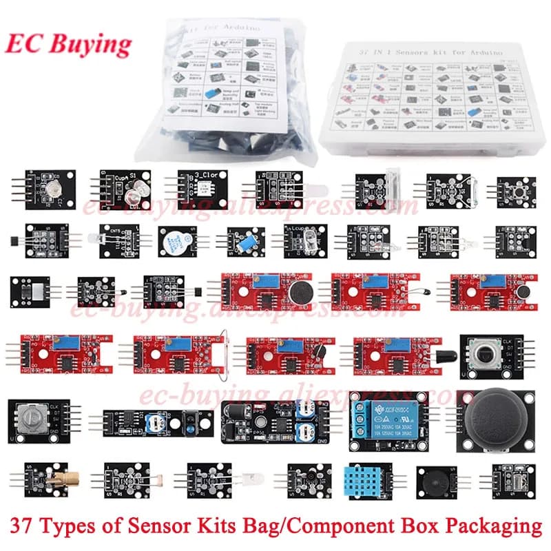 Sensor Modules 37 in 1 Kit 37 Starter Kit with box for Arduino suitable for microcontroller Raspberry Pi/STM32/Agent ESPR3/51