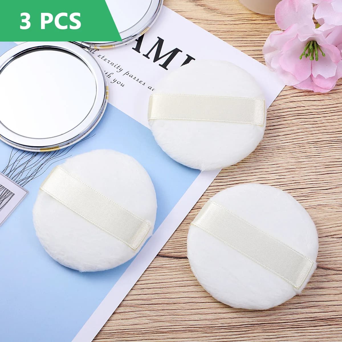 Set di 3 Spugnette Morbide in Cotone per Trucco, Comode per Applicare Fondotinta su Viso e Corpo