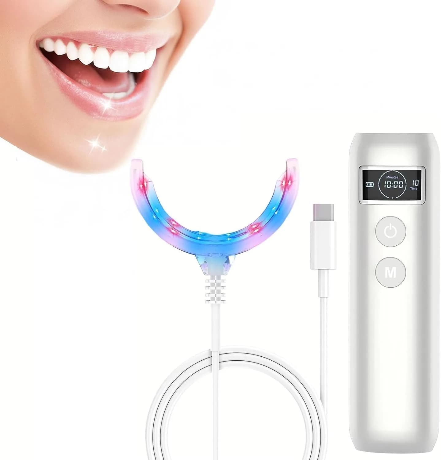 Tooth Whitening Accelerator Lamp Blue&Red Light LED Oral Care Tray Mobile Charging Portable Cold Light Tooth Yellowing Removal