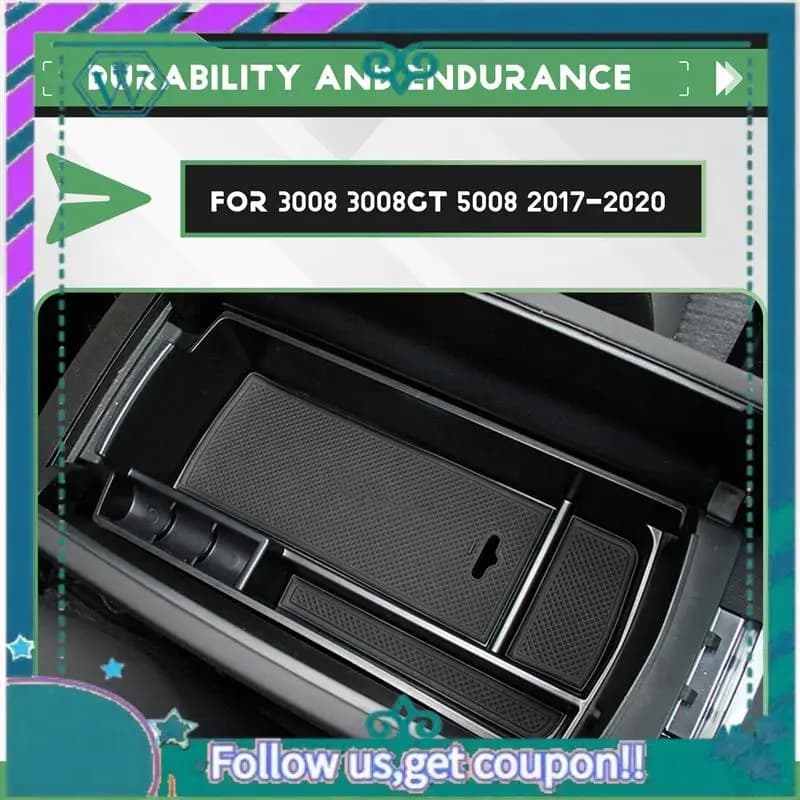 AA92-Scatola portaoggetti per bracciolo, per 3008 3008GT 5008 2017-2020 Organizer per console centrale Accessori interni per auto