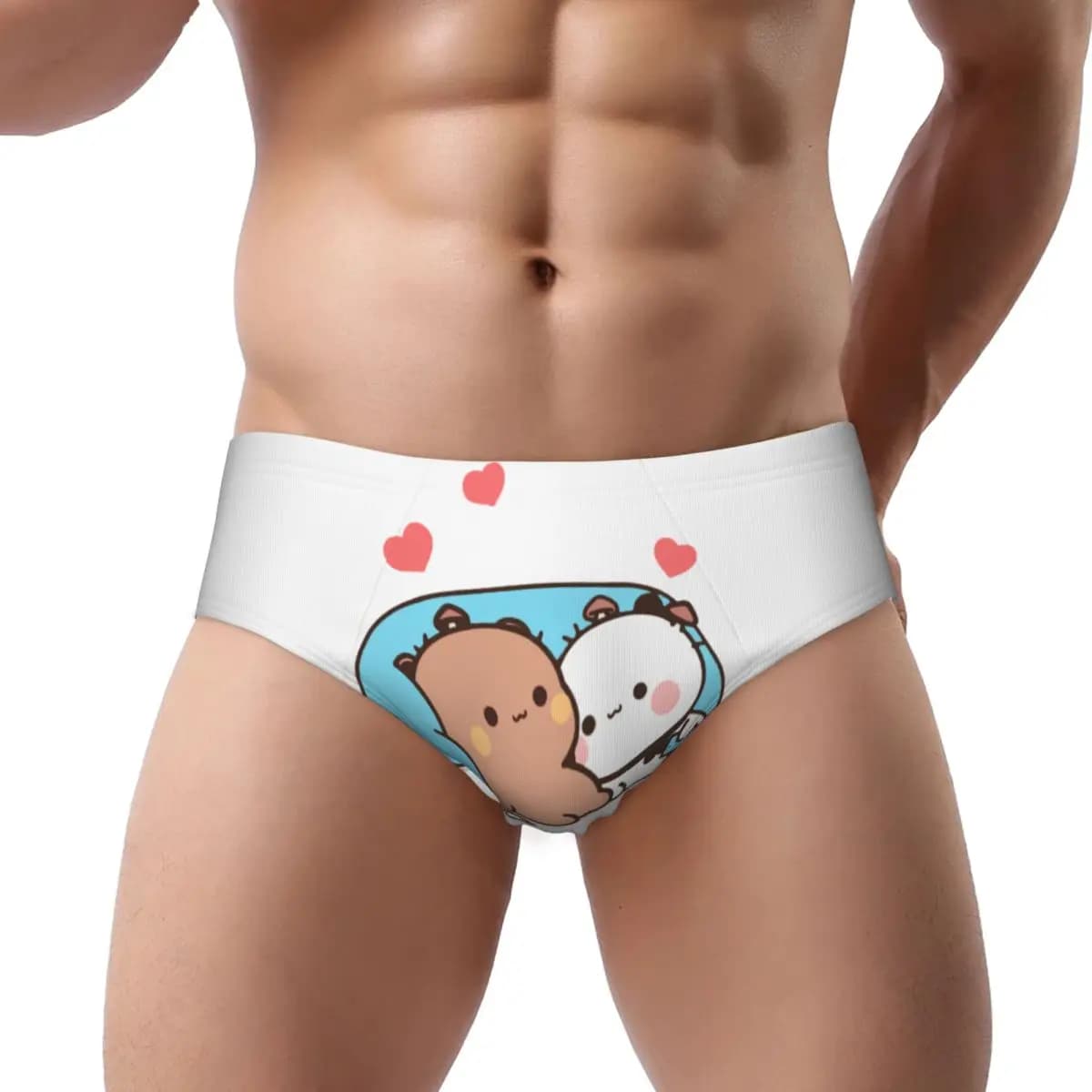 Slip da uomo personalizzati Bubu Dudu Panda e Brownie Bear, slip da uomo elasticizzati, biancheria intima maschile