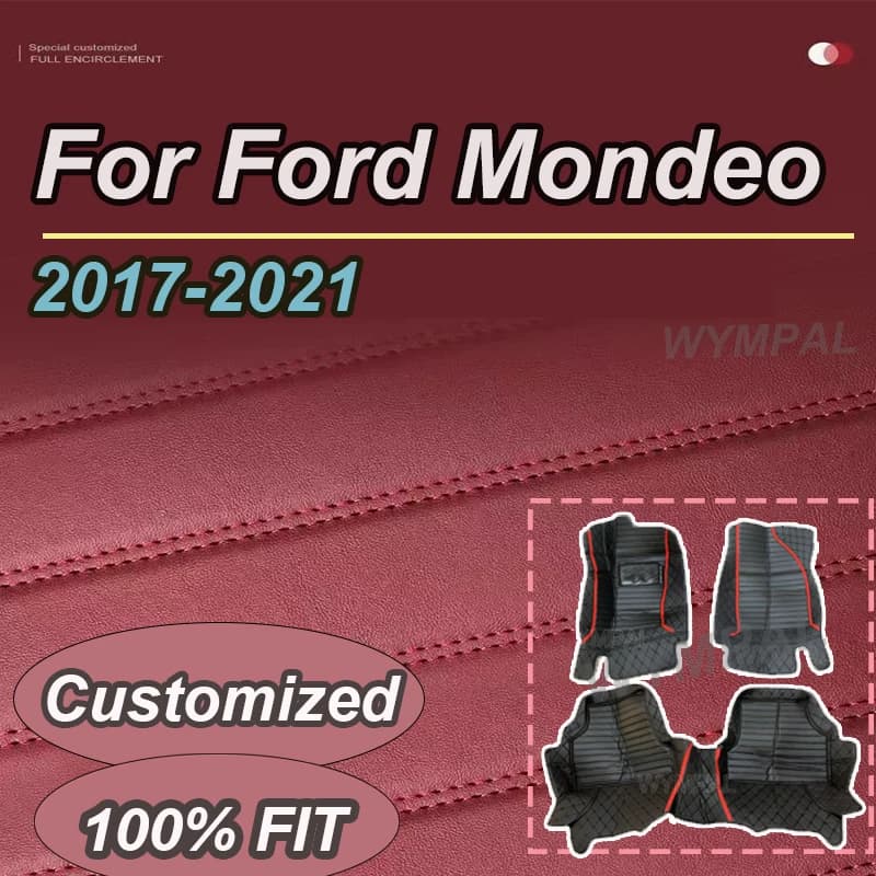 LUXURY Car Floor Mats For Ford Mondeo Fusion Mk V 4 2017~2021 Anti-dirt Pads Rug Waterproof Floor Mats Friction Car Accessories