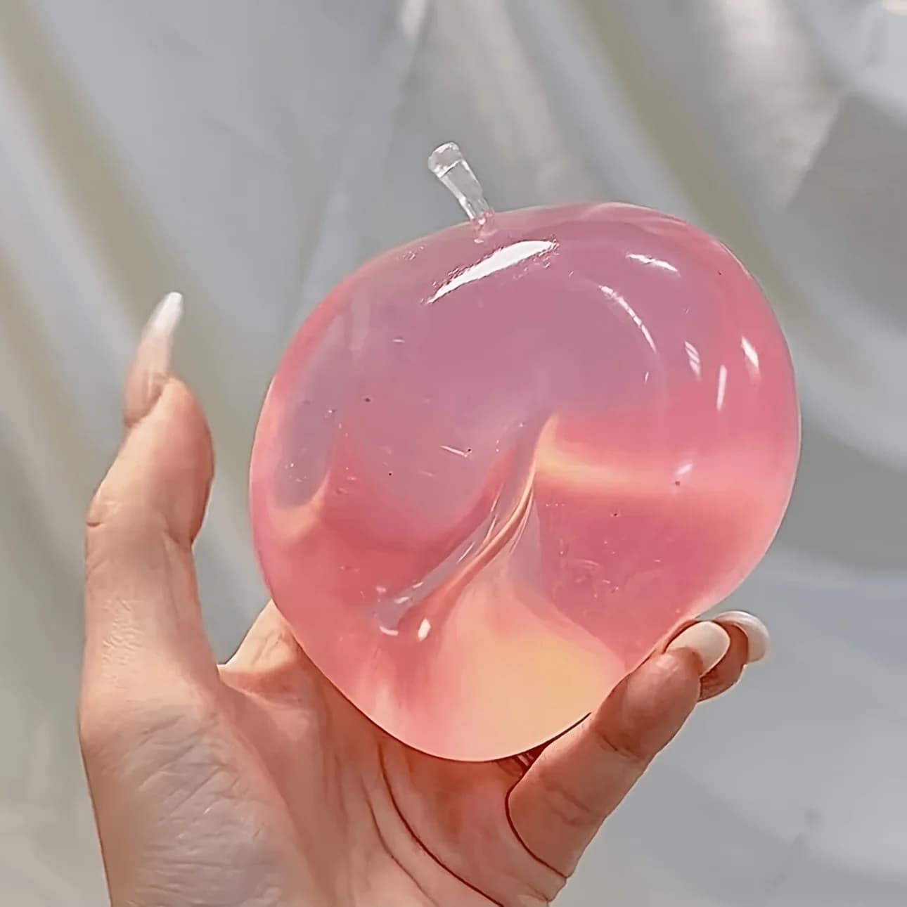 Cute Pink Apple Squishy Toy: Crystal Apple Squeeze Ball, Smooth & Soft Squeeze Slow Rising Textured Stress Relief Fidget & Desk Decor for Office Perfect for Party, Easter Basket Stuffers, Christmas, Valentine's, Birthday Gift