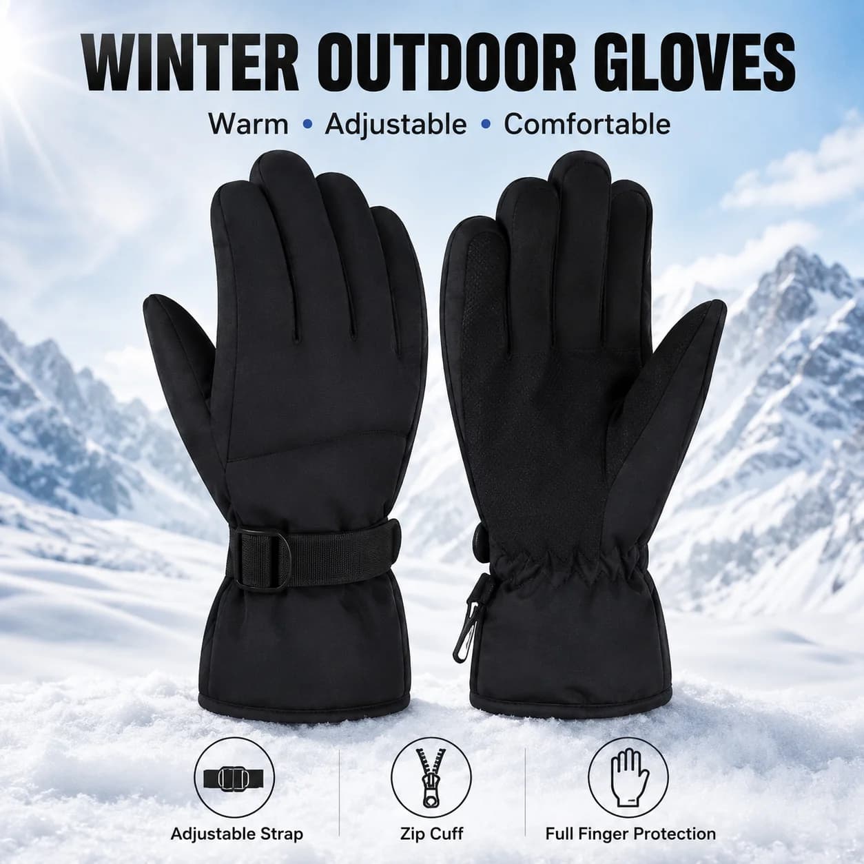 Winter Thermal Gloves Fleece Lined Windproof Waterproof Full Finger Gloves for Skiing Cycling Hiking Outdoor Sport for Men Women