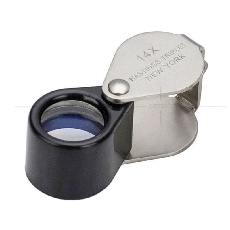 14X 12mm Export Quality Full Metal Folding Diamond Jade Antique Appraisal High Magnifying Glass Belt Holster