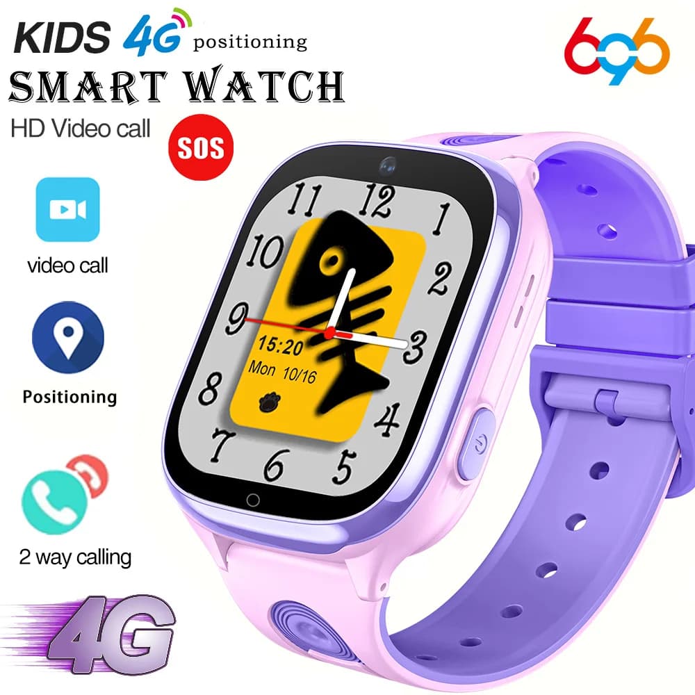 Cute 4G Video Call Students Smart Watch LBS Wifi Positioning Activity Tracking Kids SOS Smartwatch Alarm Clock Calculator Gift