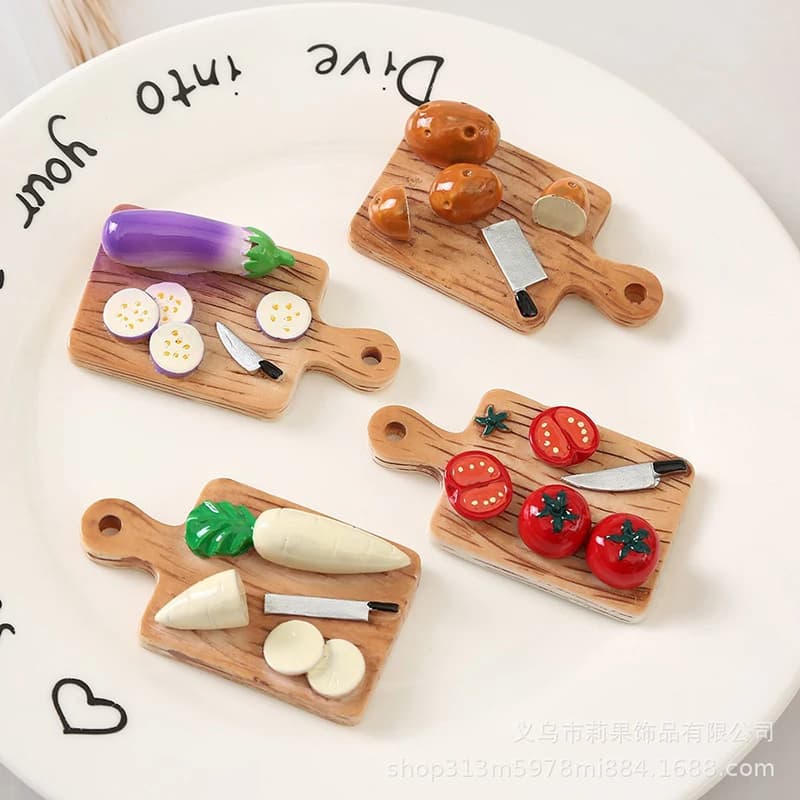 1-4 Pezzi Magneti da Frigorifero in Resina a Forma di Tagliere, Forte Magnete per Pomodori, Ravanelli, Patate, Melanzane, Decorazione per Casa e Frigorifero