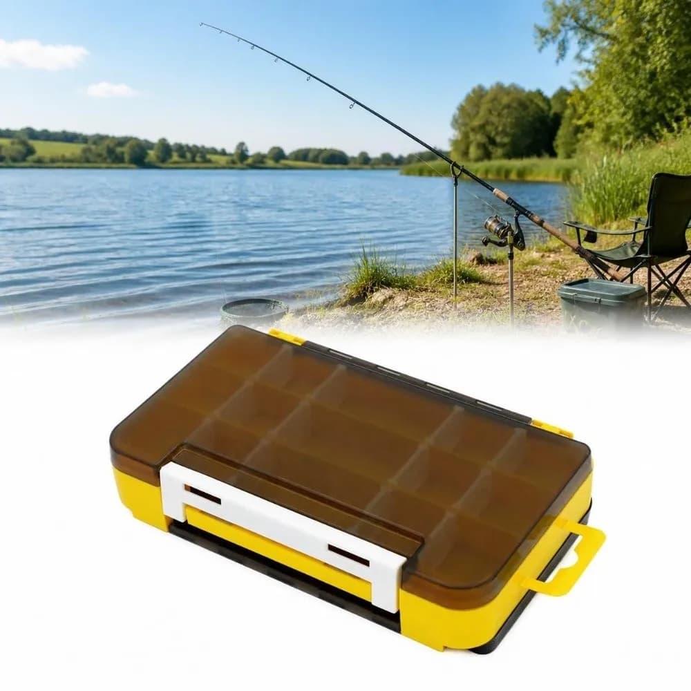 Double Sided Fishing Tackle Box Transparent Case with Adjustable Dividers Fishing Lure Storage 175*105*40mm