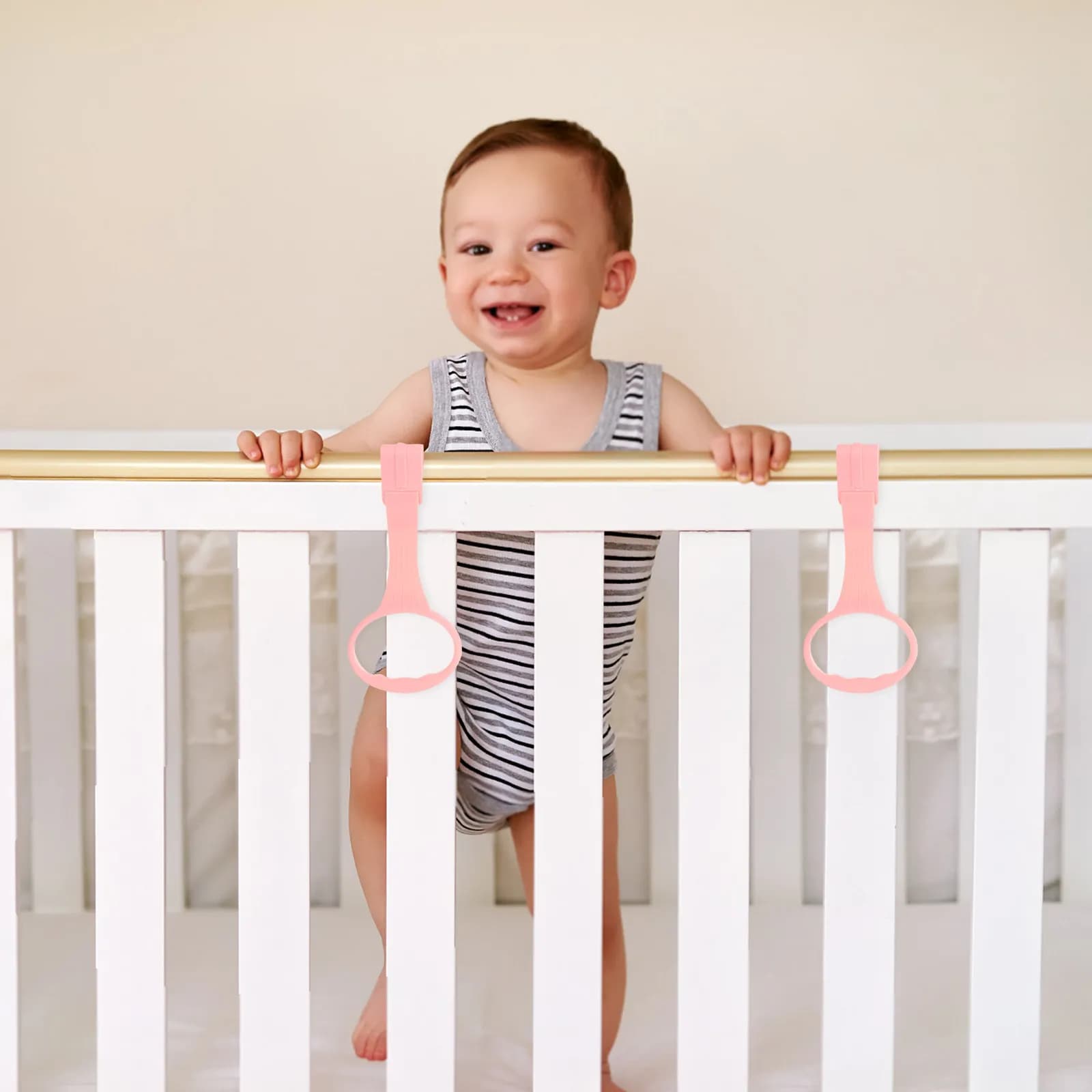 4 Pezzi Anelli di Sicurezza per Lettino Neonato, Barre di Supporto Leggere per Neonati, Anelli di Sostegno per Lettino con Bordo Liscio, Portatili per Bambini