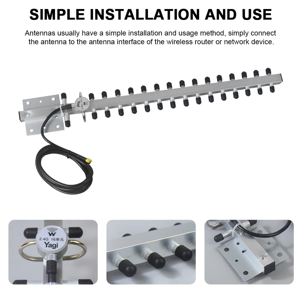 WiFi Antenna 2.4Ghz (25dBi) Outdoor Directional Signal 2400-2500MHz With RP-SMA Connector For Wireless Network Router