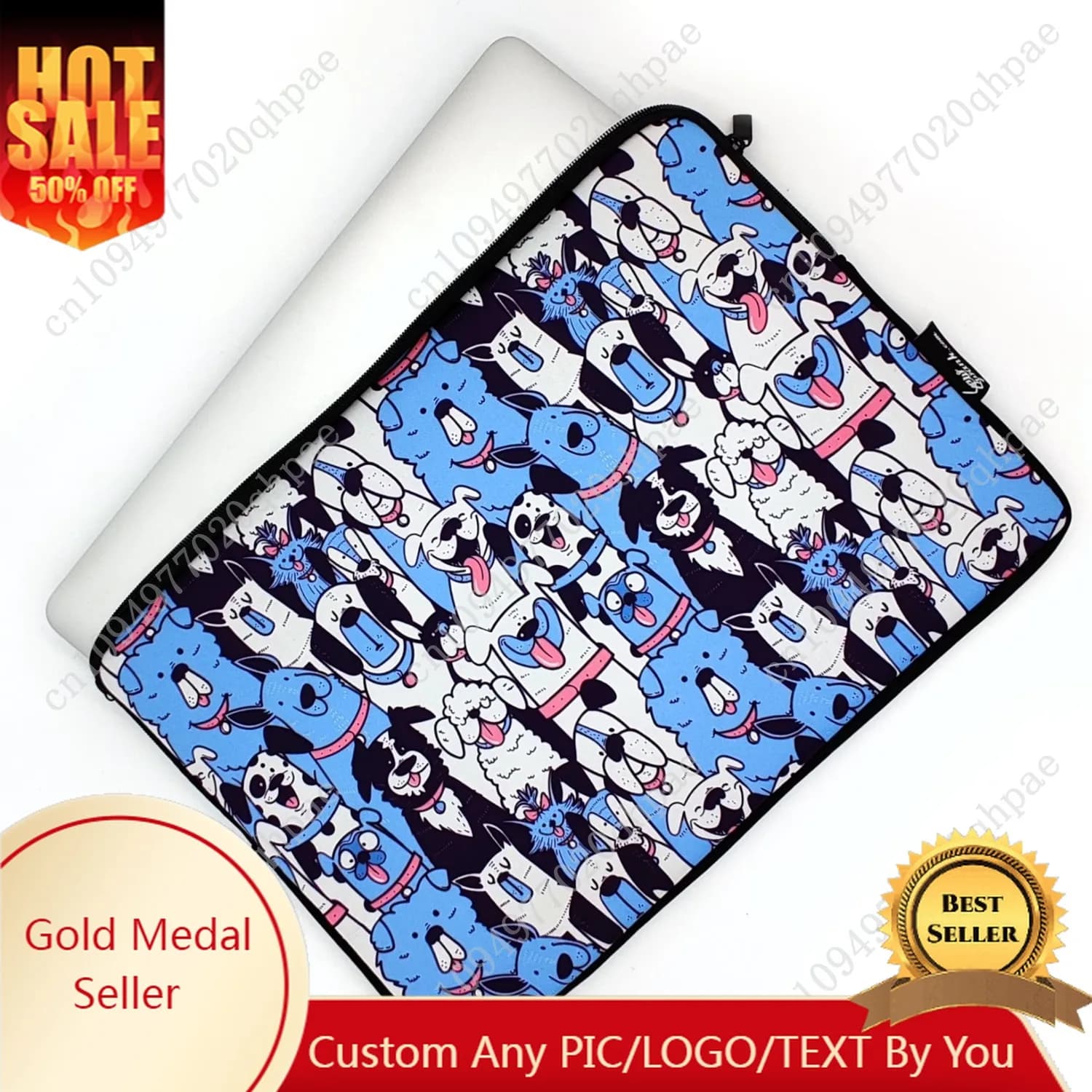 Custodia per laptop con stampa di cani da 13-15 pollici/Borsa per tablet tascabile per computer portatile in neoprene resistente all'acqua Borsa per il trasporto/Borsa S