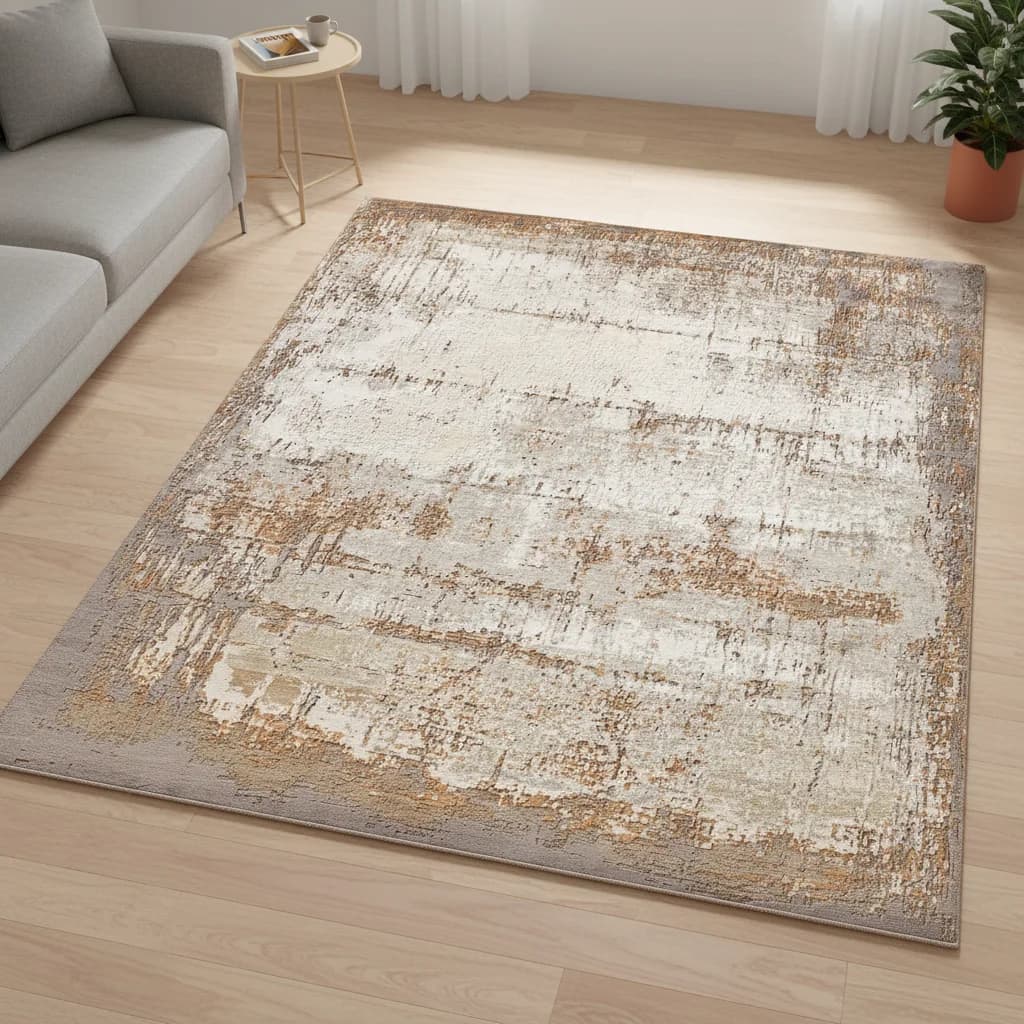 ！@Modern Abstract Viscose and Wool Texture Carpet Neutral Tone Luxury Living Room Rug