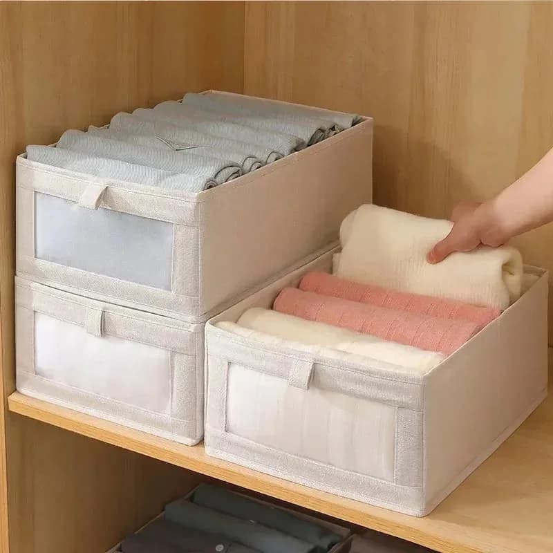 1PC Visible Wardrobe Storage Cabinet Drawer Organizer Box for T-Shirts Jeans Underwear Pants Clear Clothes Storage Solution