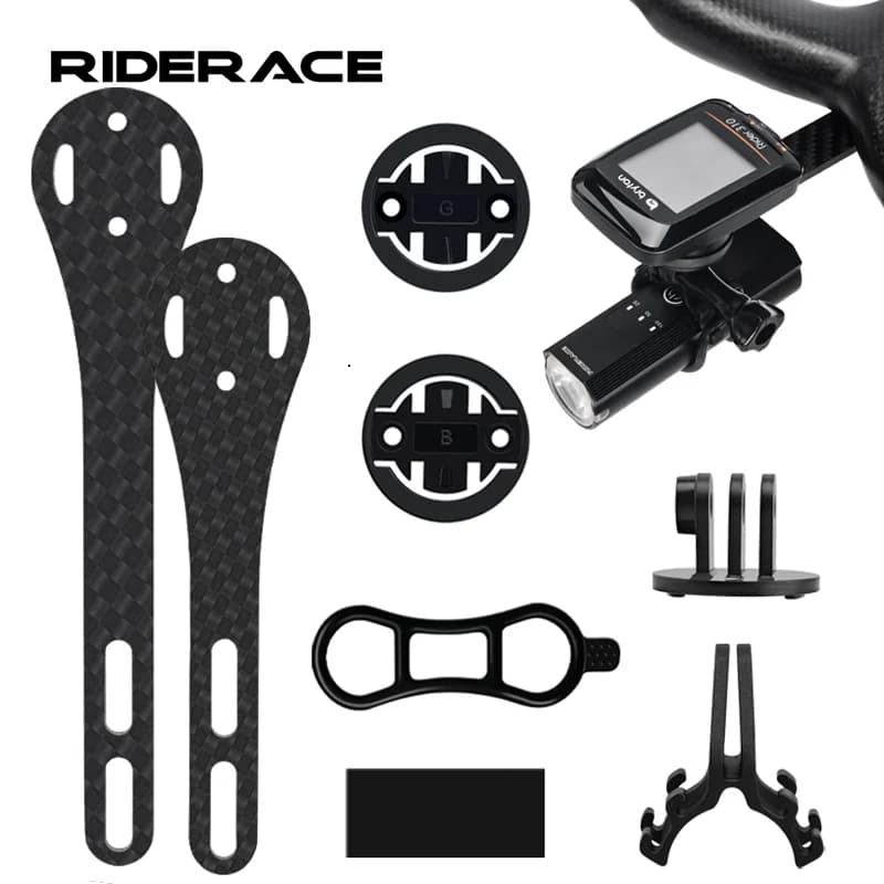 Supporto per Computer da Bicicletta in Fibra di Carbonio, Supporto per Cronometro e Tachimetro, Compatibile con Garmin, Gopro, Bryton, Wahoo, Supporto per Luce