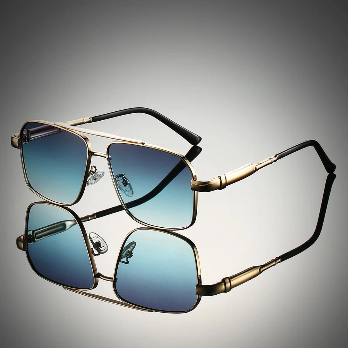KAMMPT Vintage Men's Square Sunglasses Fashion Multi-Color Colorful Tone Casual Woman Trendy Brand Design Oversize Sunglasses
