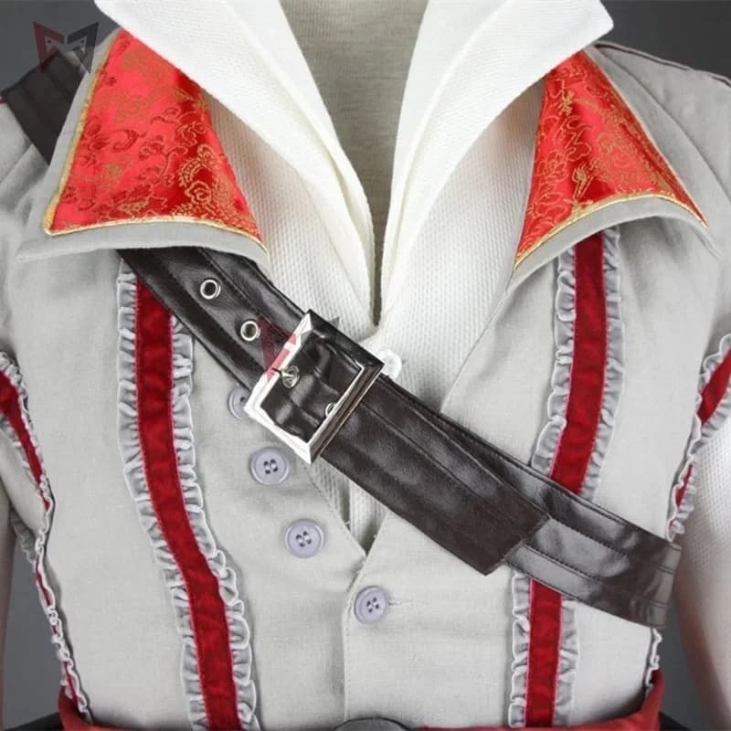 CyCreed Ezio Costume Cosplay Assassin Connor Maglione Pantaloni Cappotto Accessori Set Halloween per uomo donna su misura