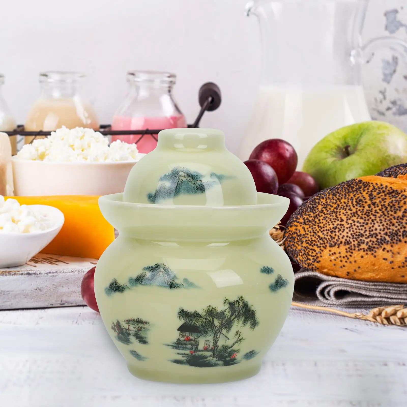 Piccolo Barattolo in Ceramica con Coperchio Ermetico, Contenitore da Cucina per Alimenti, Cereali, Miele, Facile da Usare, Resistente ai Graffi