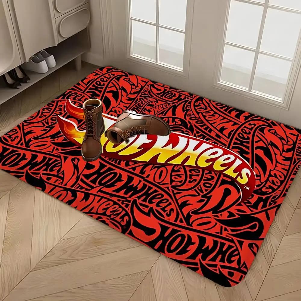 H-Hot Wheels Tappetino rettangolare antiscivolo per la casa, morbido, per porta d'ingresso, per interni ed esterni, per decorazioni per hotel