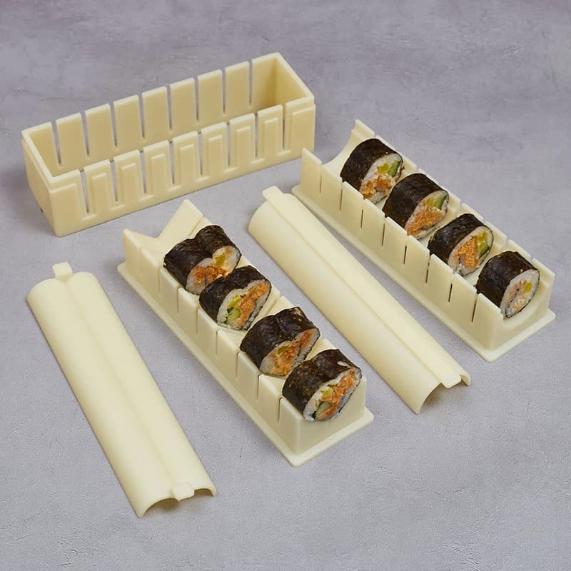 Set di 3 Attrezzi per Sushi: Stampo in Plastica per Kimbap e Sushi, Forme Rotonde, Quadrate e a Cuore, Strumenti per Preparare Sushi e Torte Arrotolate