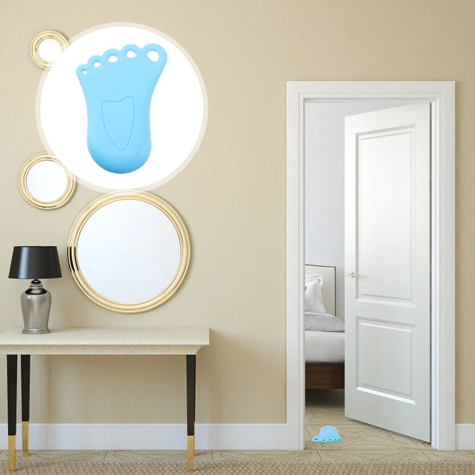 Fermaporta a Forma di Caviglia, Protezione per Dita dei Bambini, in Silicone Morbido Verde, Previene Lesioni da Schiacciamento per Cucina, Bagno, Camera da Letto