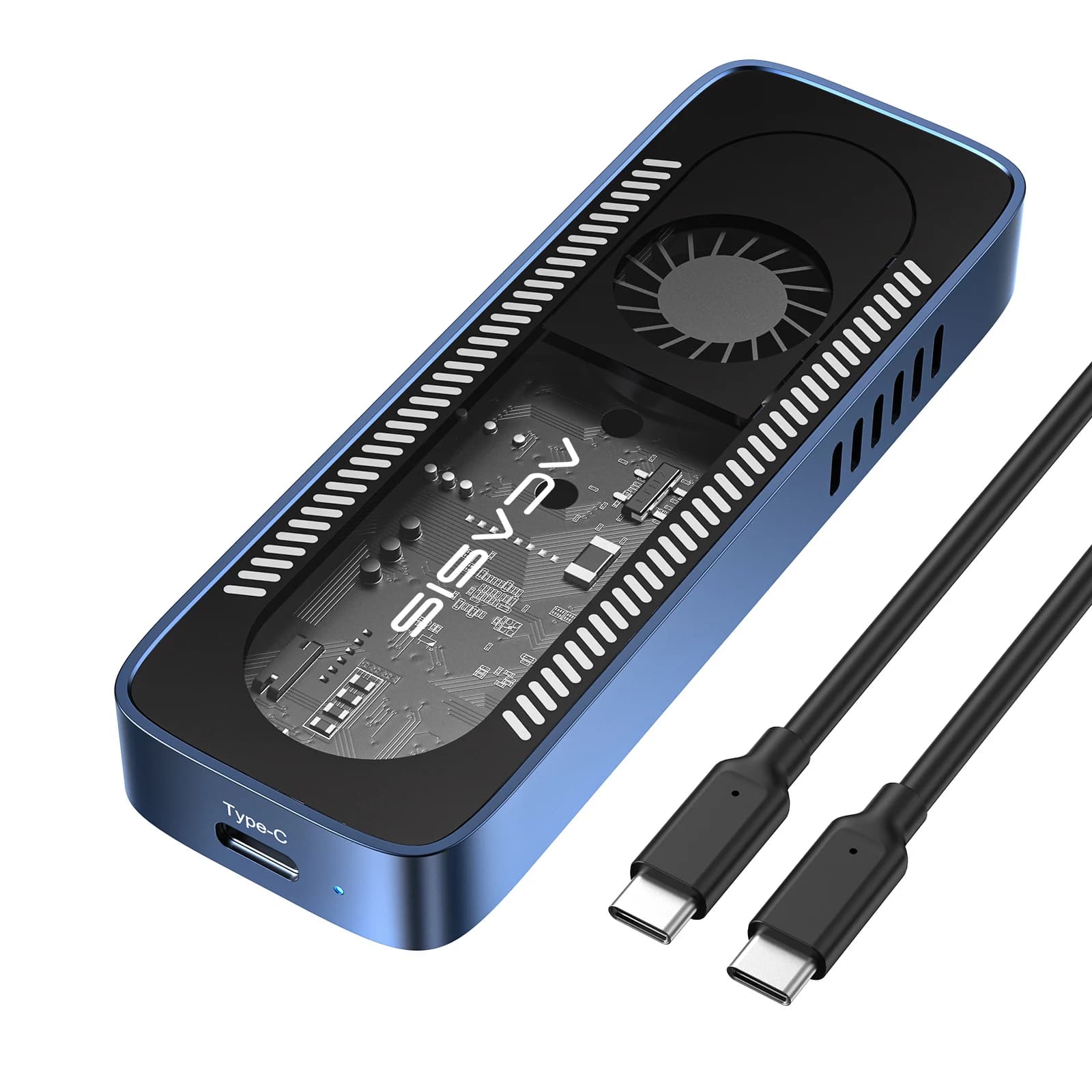 M.2 NVMe Aluminium Enclosure Adapter 10 Gbps USB C 3.2 Gen 2 M-Key SSD External Enclosure With Built-in Cooling Fan