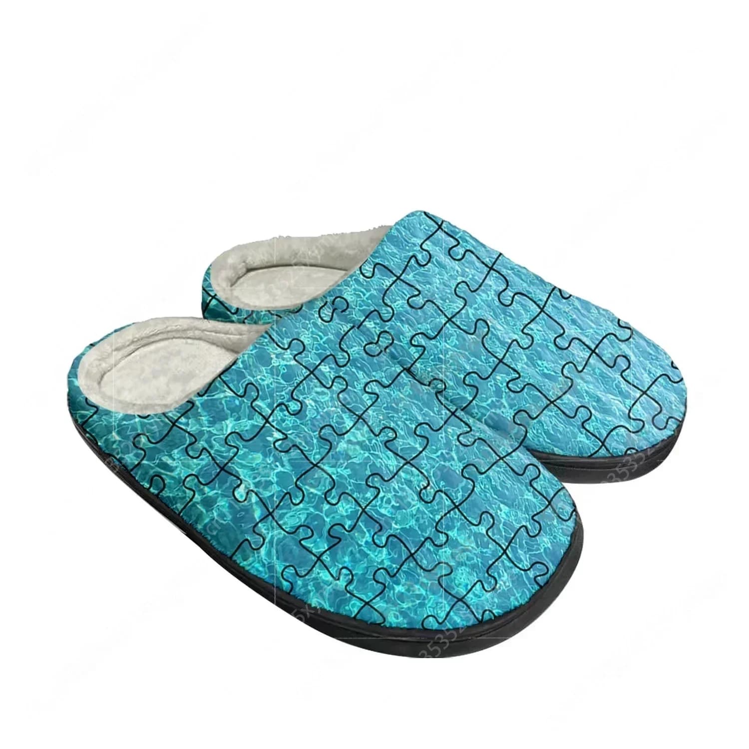 Puzzle Printing Pop Home Cotton Custom Slippers Mens Womens Sandals Plush Bedroom Casual Keep Warm Shoe Thermal Slipper Black