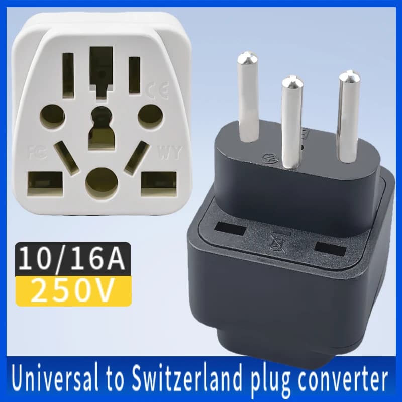 Adattatore universale per spina di conversione svizzera a 3 pin UK/US/EU/AU Spina da viaggio svizzera Tipo J Spina convertitore spina svizzera 10A250v