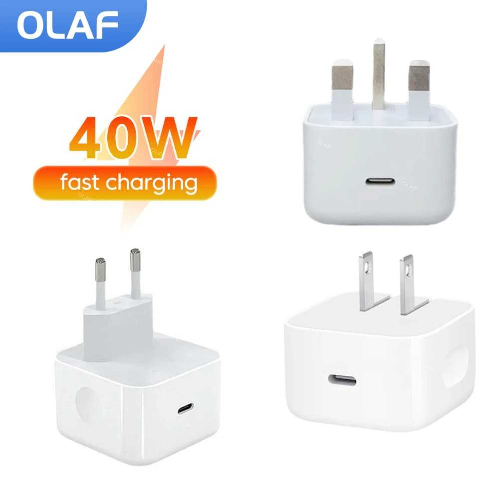PD40W Fast Charging Power Adapter US/UK/EU Plug Portable Travel Folding Storage Mobile Phone Charger For iphone 17 16 15 Samsung