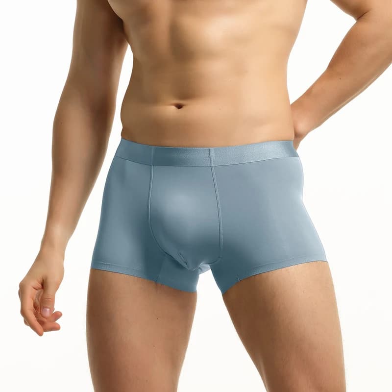 Boxer da uomo senza cuciture in seta di ghiaccio, comodi e traspiranti estivi sottili sportivi a quattro angoli personalizzati Sh