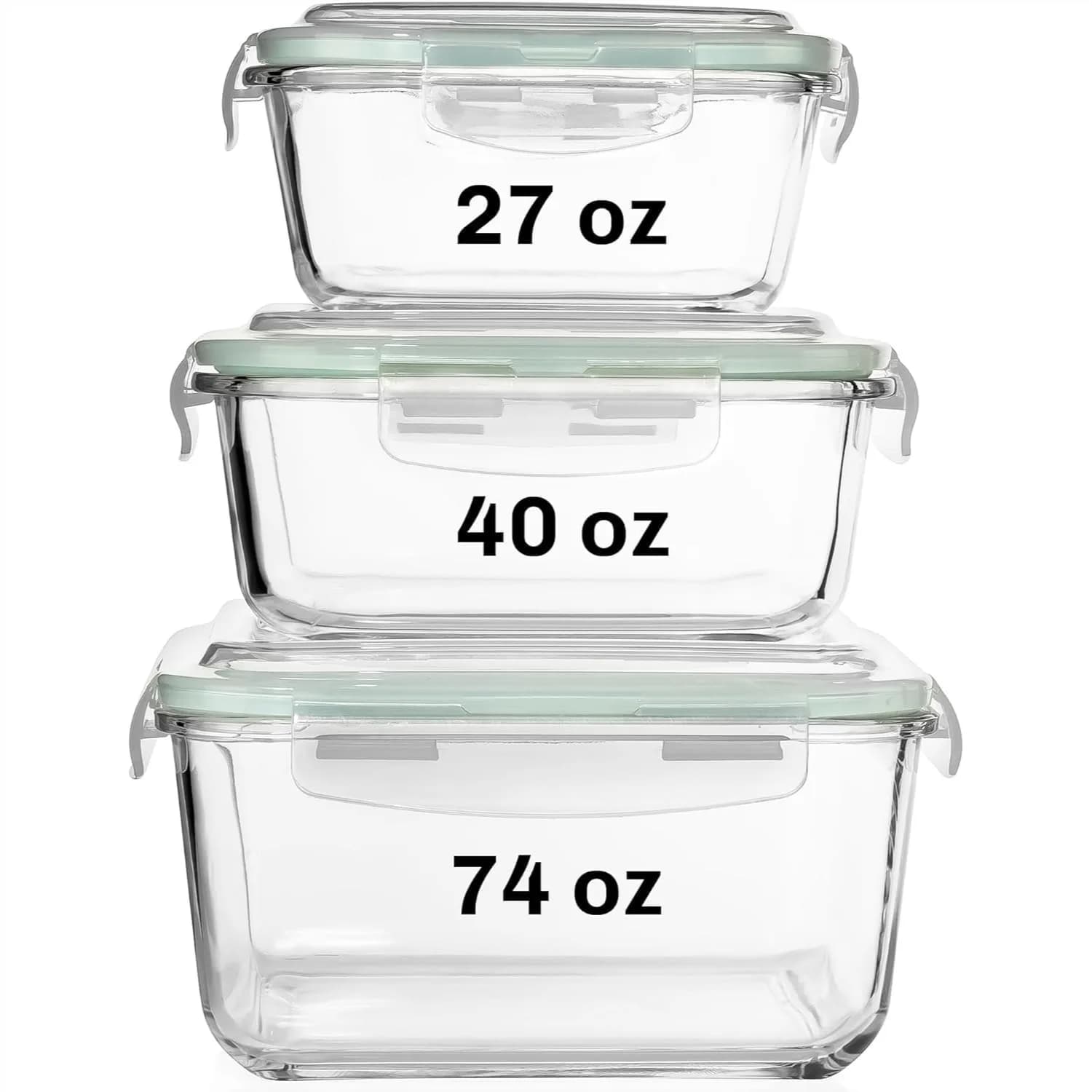 Contenitori in Vetro Quadrati per Alimenti con Coperchi Ermetici, Adatti per Preparazione Pasti, Congelatore, Forno e Microonde