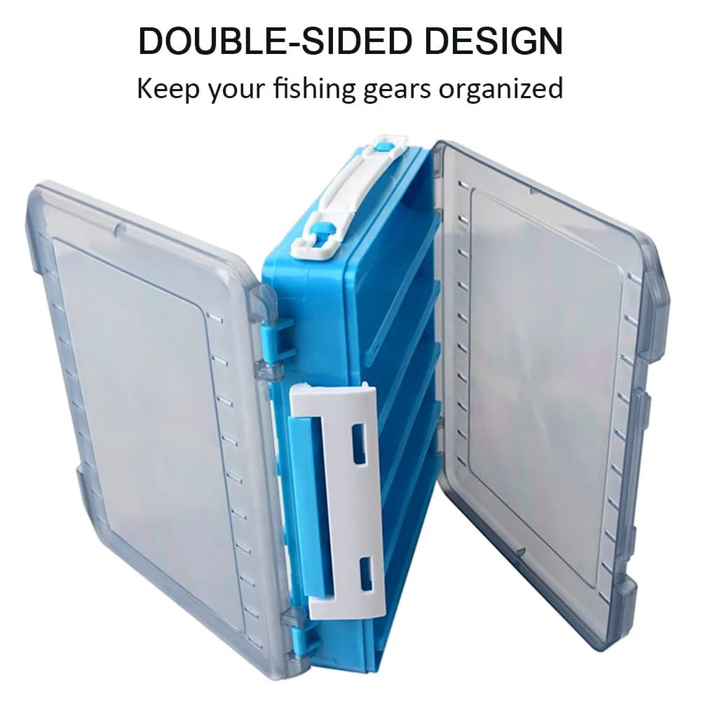 Double Sided Fishing Tackle Organizer Box ABS PP Large Size Fishing Lure Storage Box Waterproof Visible Bait Case Lures Hooks