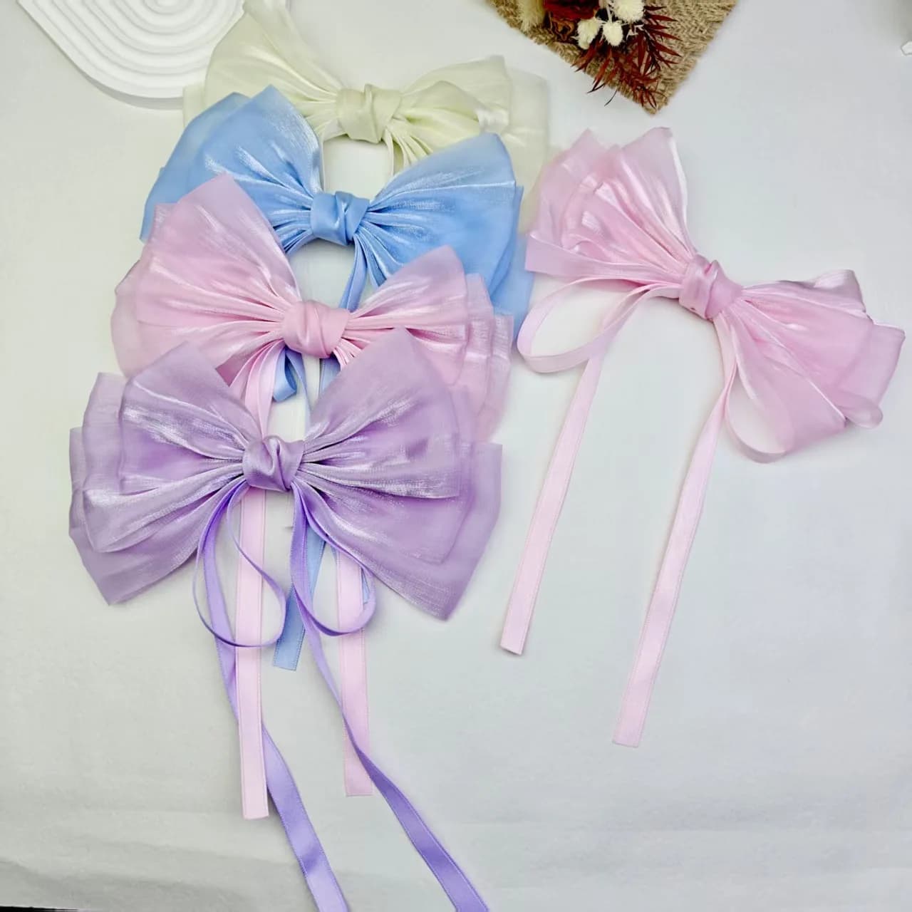 Fermaglio per capelli a rete con fiocco, fermaglio super grazioso per l'alto della testa, fermaglio per capelli posteriore, accessori per capelli, fermaglio a molla