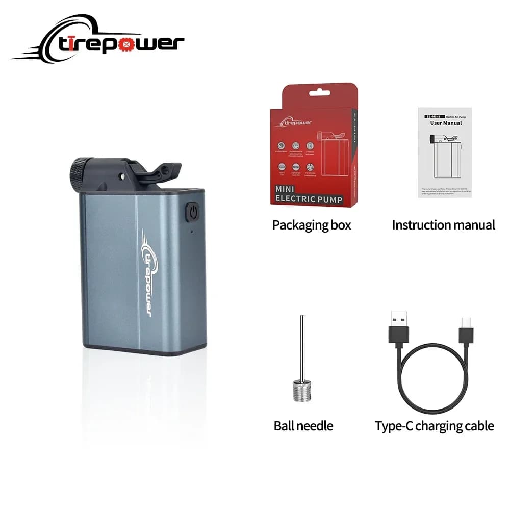 Pompa Elettrica per Bicicletta Ctrepower con Valvole Presta, Schrader e Click, 130PSI, Doppia Batteria 480mAh, Gonfiaggio Rapido per MTB e Bici da Strada