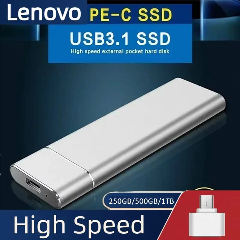 SSD Portatile Mini Lenovo 1TB 2TB, Unità di Archiviazione Esterna USB3.0 ad Alta Velocità per Computer e Laptop
