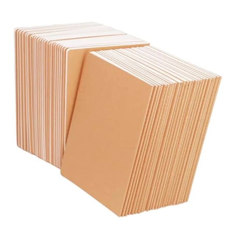 Confezione da 48 Quaderni A5 Bianchi con Copertina Kraft, Blocco per Schizzi, Diario da Viaggio, Quaderno per Appunti, Planner 60
