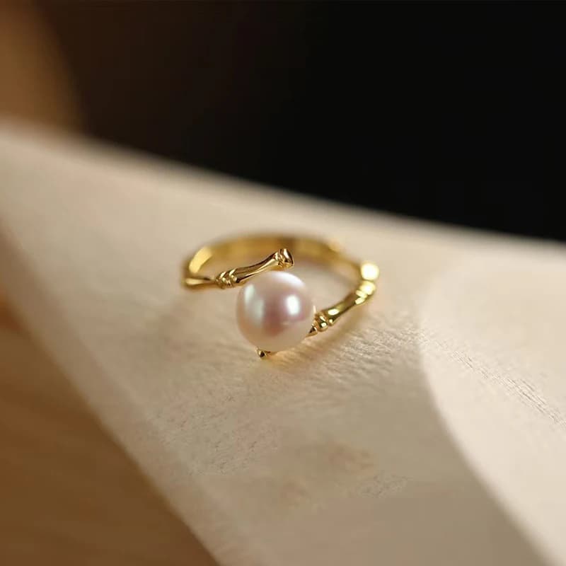 Gold Color Exquisite Bead Irregular Geometric Opening Ring for Elegant Women Fashion Jewelry Light Luxury Party Accessories