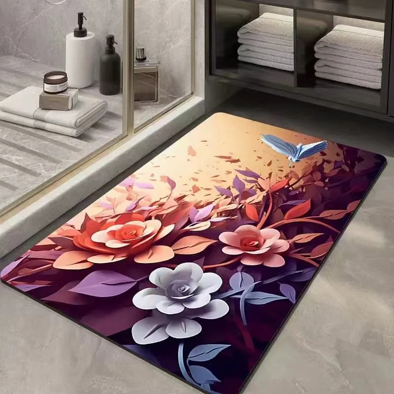 Tappetino da bagno in diatomea 3D Zerbino assorbente antiscivolo 40x60 cm per ingresso bagno Tappetino morbido lavabile Modello olio su tela