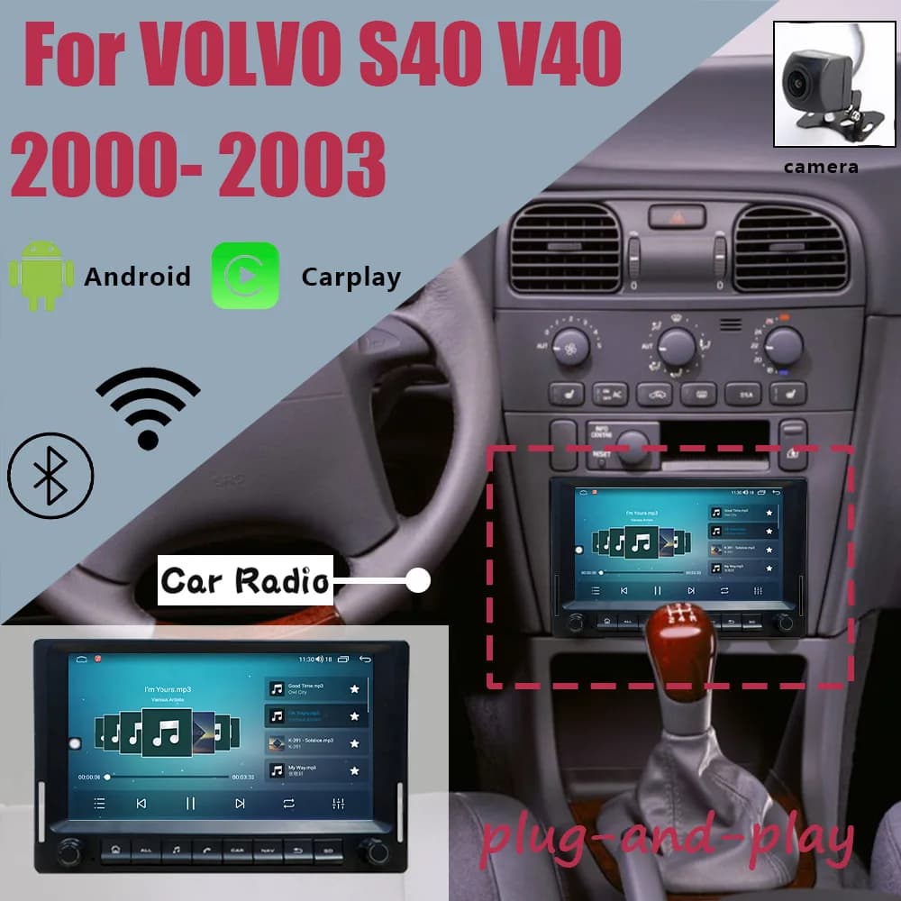 CHSTEK Autoradio GPS Per VOLVO S40 V40 2000 2001 2002 2003 Carplay Android13 Multimedia Bluetooth di Navigazione 4G WIFI 7 ''Displ