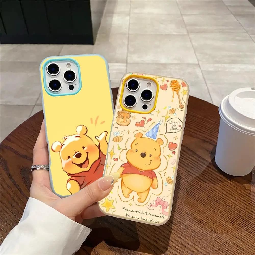 Custodia per telefono Winnie the Pooh in gel a doppio strato antiurto per iPhone 17 16 15 14 13 12ProMax