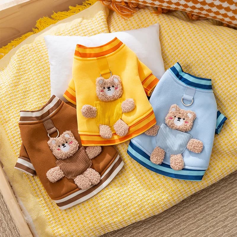 Autunno Inverno Vestiti per cani 2025 Felpe con cappuccio per cani Cappotto per cani da compagnia Orso Tasca per cuccioli Giacca calda Chihuahua Bichon Costume Felpa per gatti