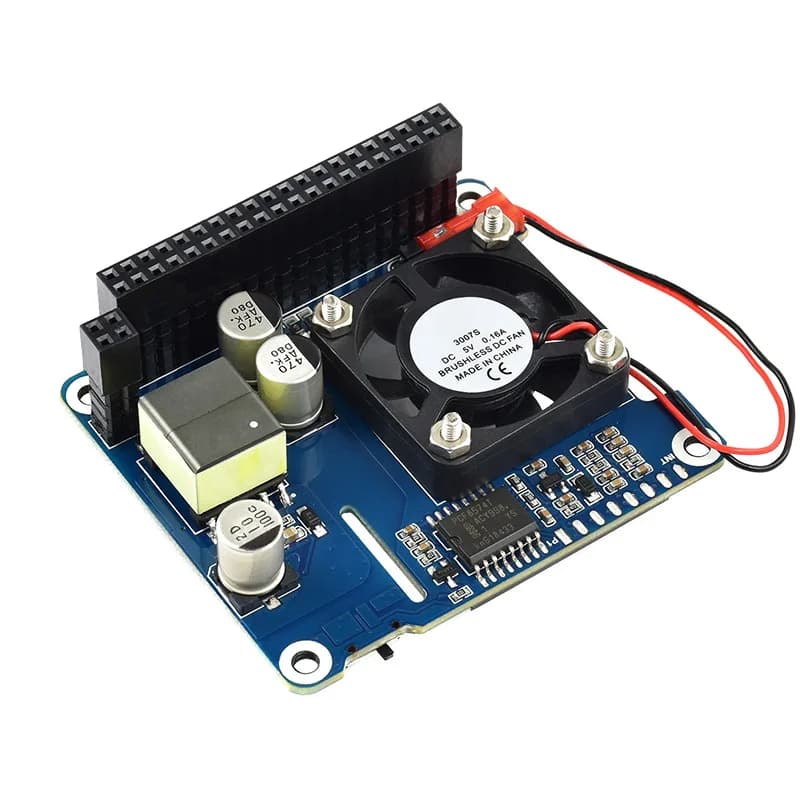 Raspberry Pi 4B/3B+ POE Expansion Board with OLED Display - Real-Time Temperature & IP Monitoring + GPIO Extension