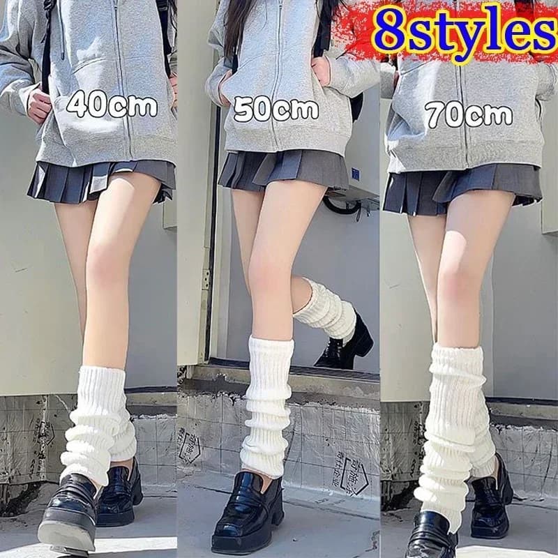 Scaldamuscoli lavorati a maglia in lana di lunghezza 40-75 cm Bianco Nero Lolita Coprigambe Legging Polsini per stivali all'uncinetto invernali Calze Calzini lunghi