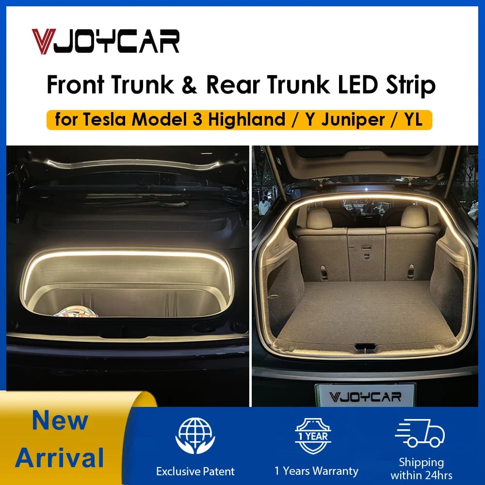 VJOYCAR Nuovo Modello Y Juniper New 3 Highland Striscia LED Impermeabile per Bagagliaio Anteriore e Posteriore, Luce Atmosfera Illuminante Plug & Play