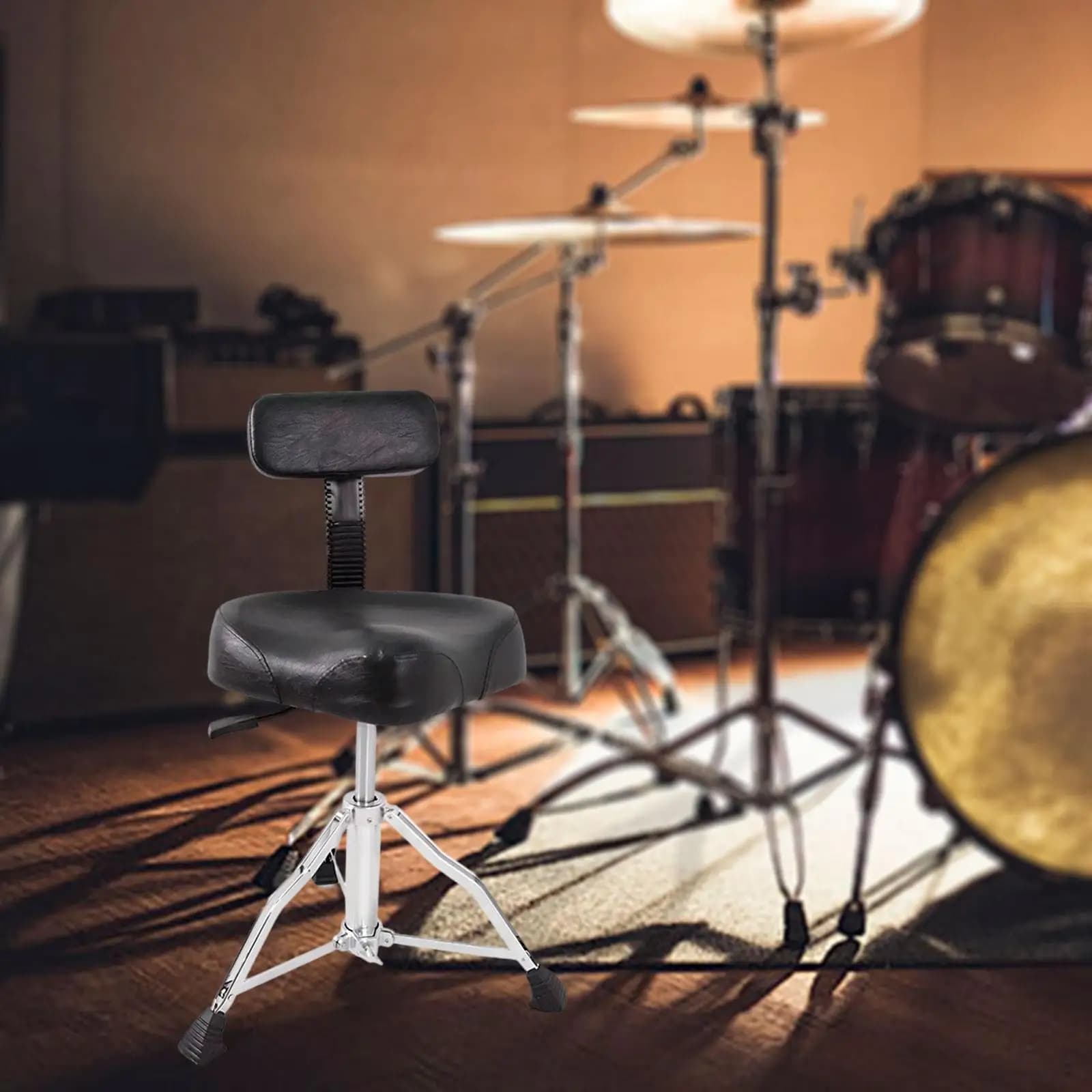 Sgabello per Batteria Imbottito Spesso, Sedia per Batteria Regolabile in Altezza con Doppio Rinforzo, Sedile Portatile per Bambini Batteristi