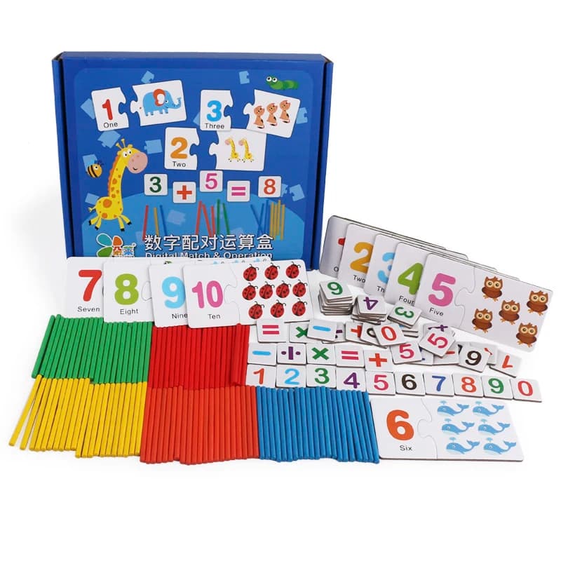 Giocattoli in legno Operazione di corrispondenza dei numeri Montessori Matematica Conteggio Stick Gioco di apprendimento Blocchi aritmetici Giocattolo educativo per bambini