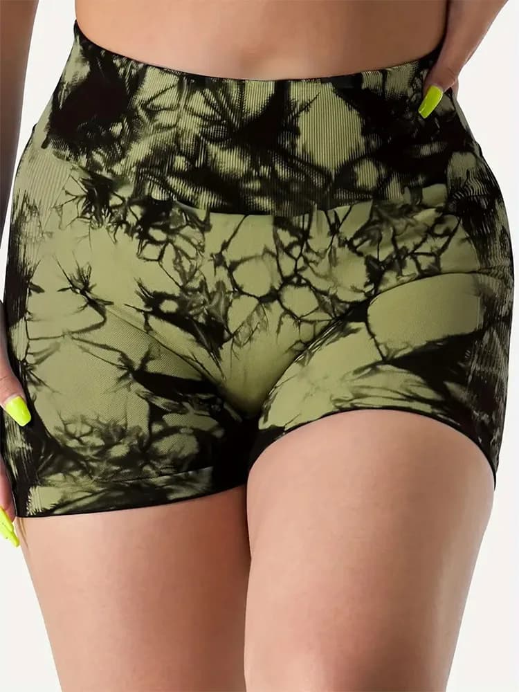 Abbigliamento sportivo da yoga ad asciugatura rapida per esterni, pantaloncini da donna stampati in tinta unita, pantaloni da yoga estivi per ciclismo, corsa e fitness