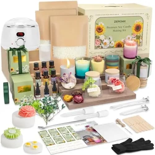 Kit per la creazione di candele ZEROMX per adulti – 1200 g di cera di soia, fusore, stampi e accessori fai da te – Regalo di Natale perfetto