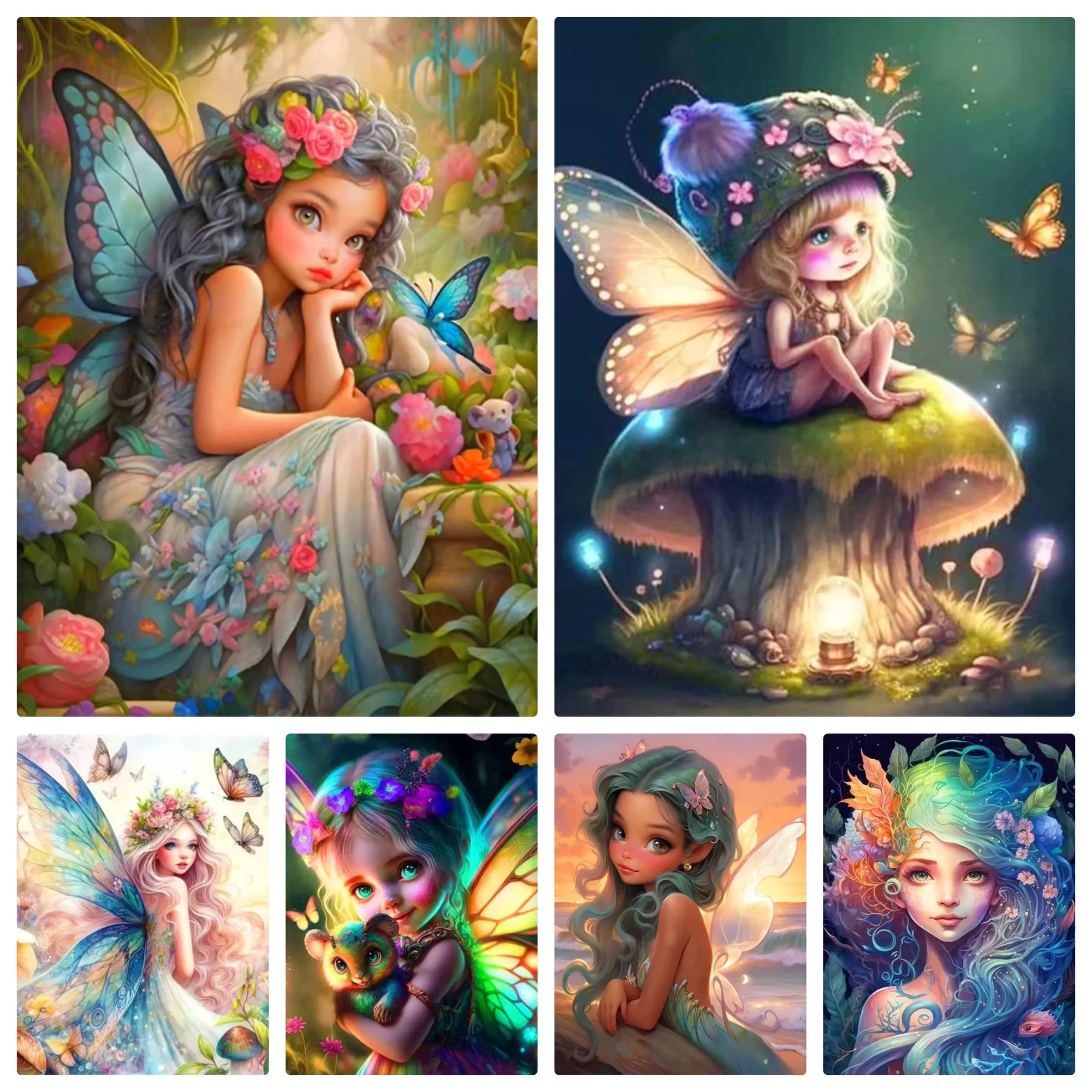 5D Elfe Diamond Painting Embroidery Woman Portrait Cross Stitch DIY Butterfly Flower Spirit Mosaic Wing