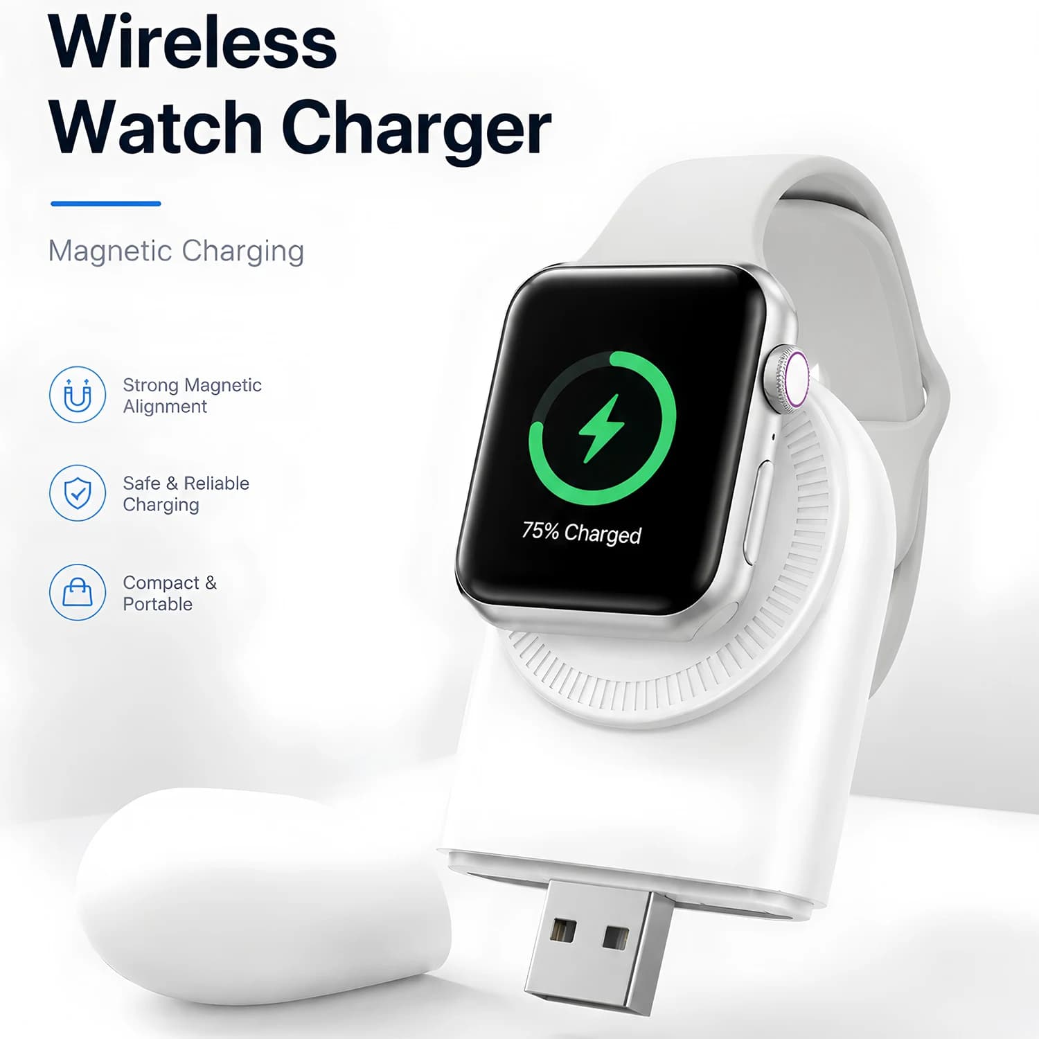 Mini Magnetic Wireless Charger Dock, Portable Charging Cable Compatible with Apple Watch Series 8 7 6 5 4 SE 3 2