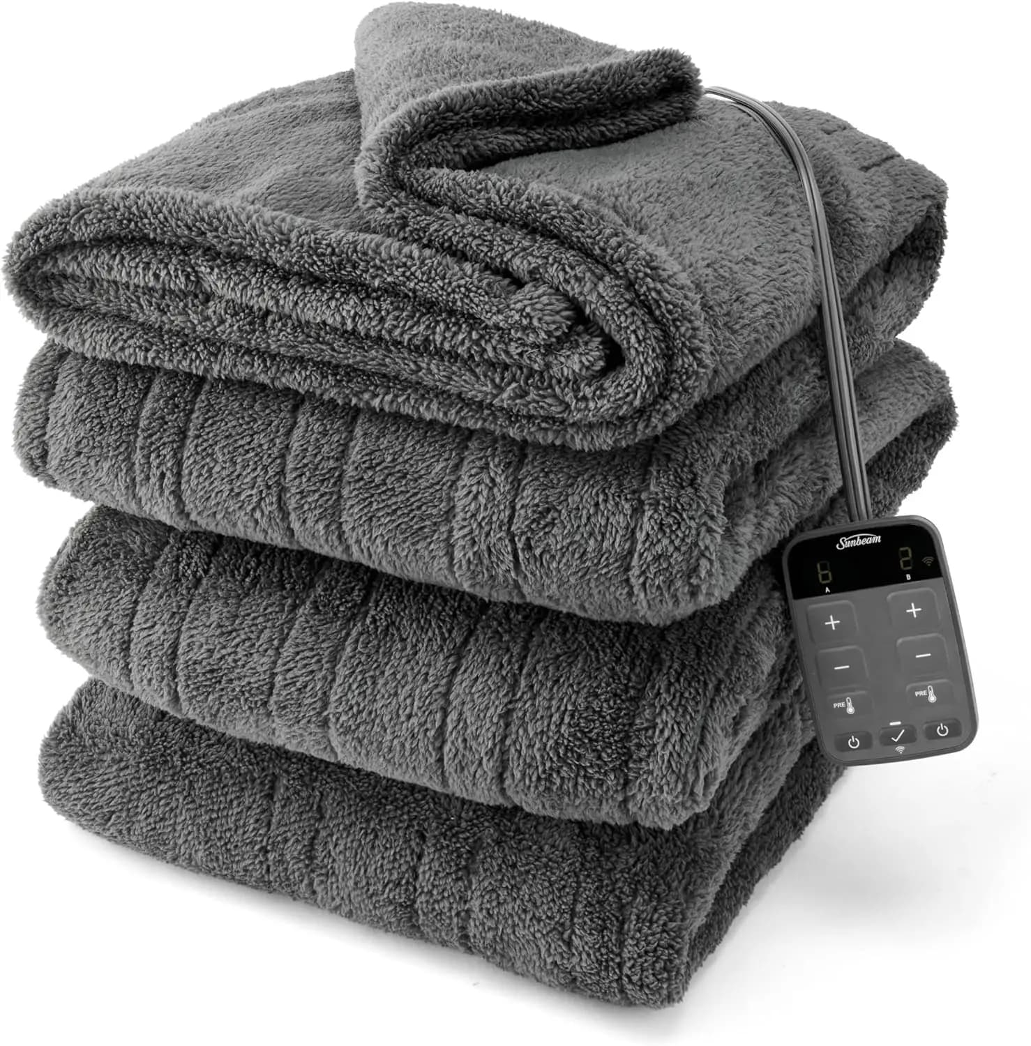 Coperta elettrica riscaldata connesso Wi-Fi, 10 impostazioni di calore, king size, grigio ardesia